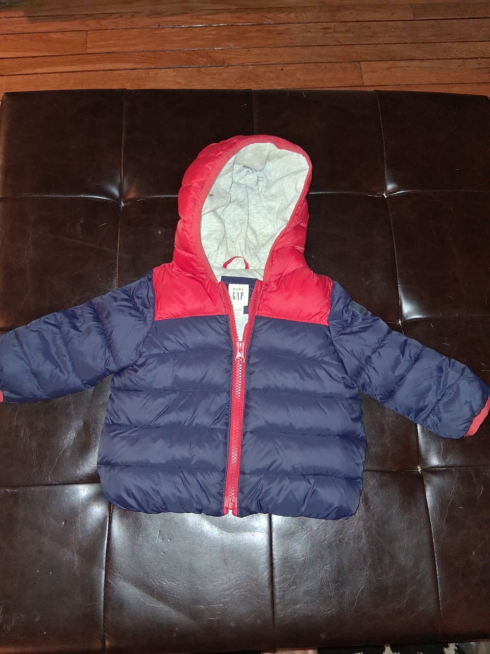 Gap Kids Navy & Red Hooded Puffer Jacket